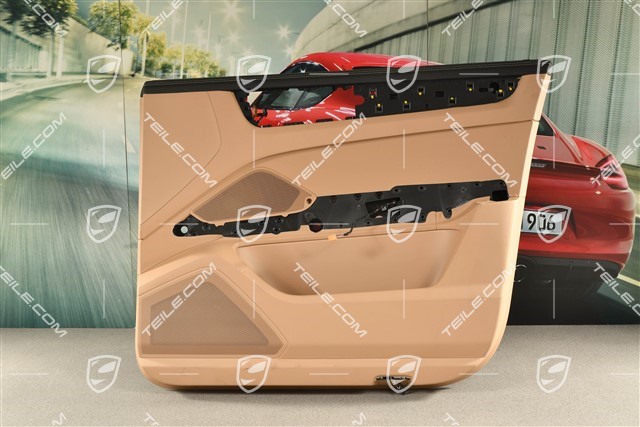 Front door trim  panel / card, Leather Black/Mojave, Burmester, R