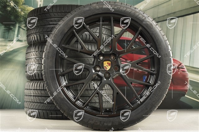 21" RS Spyder Design summer wheel set, wheel rims 9,5J x 21 ET27 + 10J x 21 ET19 + Michelin summer tyres 265/40 R21 + 295/35 R21, Black satin mat, with TPM