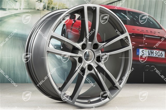 21-inch wheel rim set Cayenne Turbo, 11J x 21 ET58 + 9,5J x 21 ET46, Platinum Satin Matt