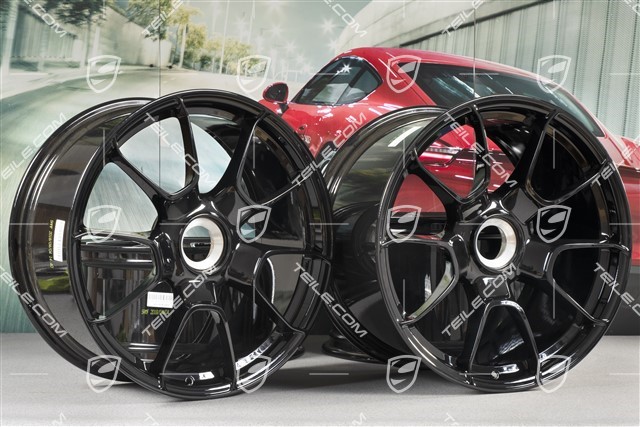20" wheel rims set 911 Turbo S Exclusive Design, rims 11,5J x 20 ET56 + 9J x 20 ET51, black high-gloss