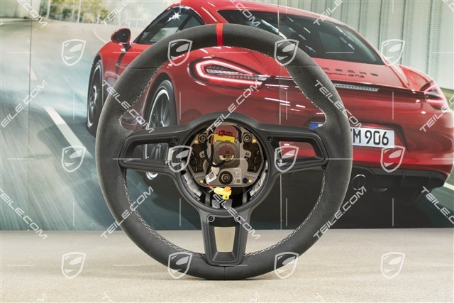 Sports Steering wheel GT, Alcantara, black/silver, 12 o'clock marking Red