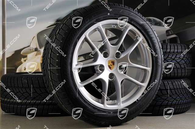 18" Cayman winter wheel set, 8J x 18 ET57 + 9J x 18 ET47 + winter tyres Dunlop SP Winter Sport 3D 235/45 R18 + 265/45 R18, without TPMS.