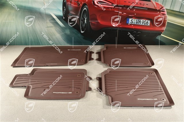 All-weather rubber floor mats, - set front + rear, Long wheel base / Executive, Marsala Red