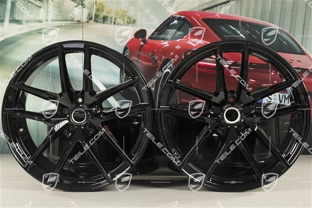 20-inch wheel rim set Macan S, 9J x 20 ET26 + 10J x 20 ET19, black high gloss