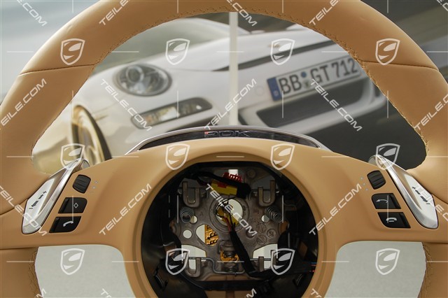 Steering wheel, leather, multifunction, Sport Chrono Package, luxor beige