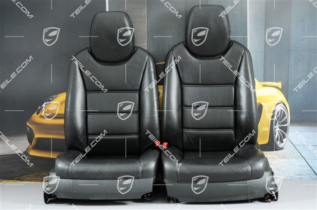 Seats, elect. adjustment, heating, memory, lumbar, leather, black, set (L+R)