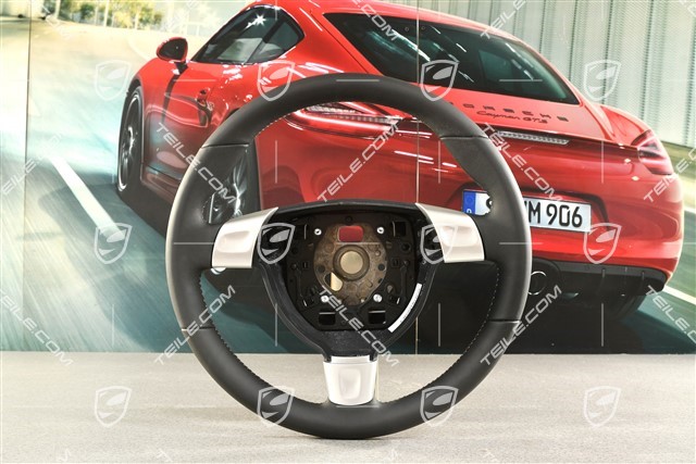 Sports steering wheel, plain leather, black