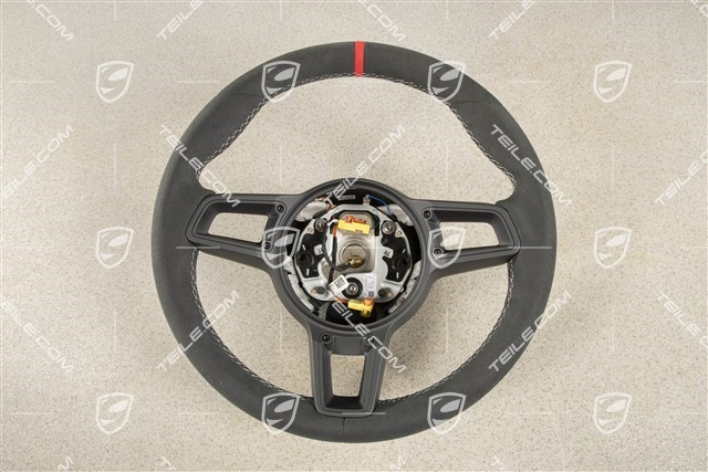 Sports Steering wheel GT, Alcantara, black/silver, 12 o'clock marking Red