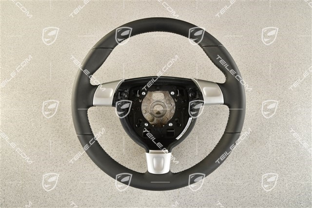 Sports steering wheel, plain leather, black