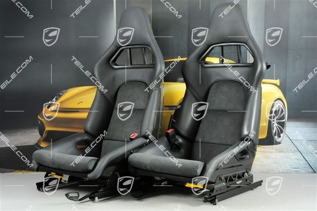 Bucket seats, collapsible, leather/Alcantara, black, L+R