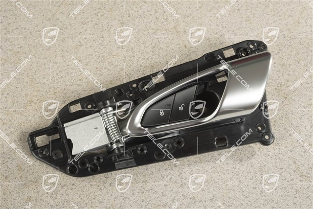Inner door release / handle / opener, front, Black matte / Galvano silver, L