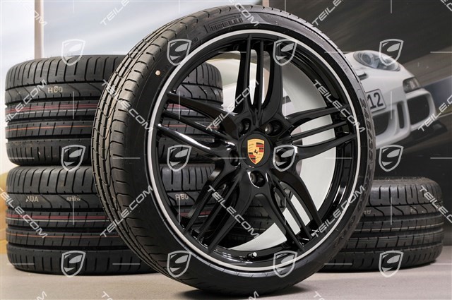 20-inch SportDesign summer wheel set, Black - exlusive 911, 8,5J x 20 ET51 + 11J x 20 ET70, tyres 245/35 ZR20 + 295/30 ZR20, with TPM