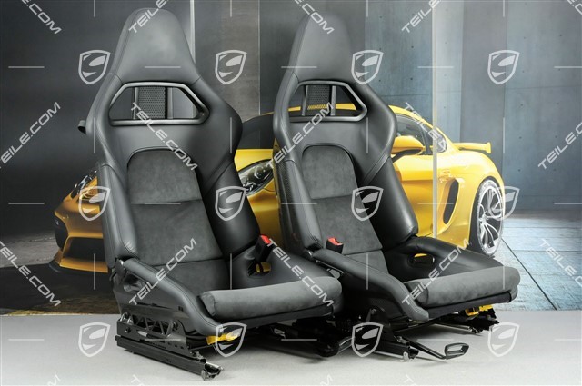 Bucket seats, collapsible, leather/Alcantara, black, L+R