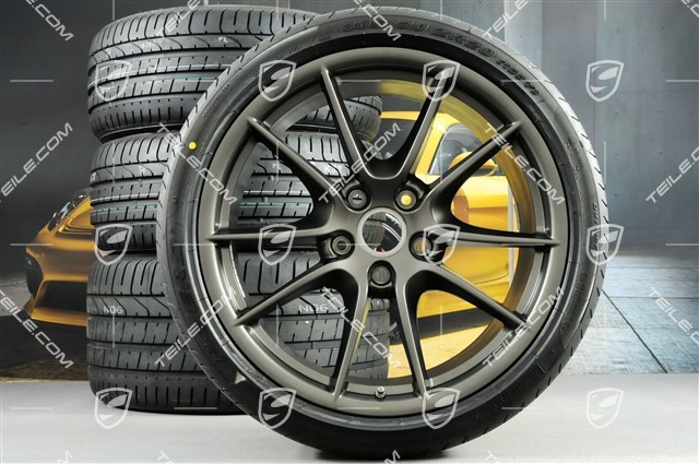 20-inch Carrera S III summer wheel set, 8,5J x 20 ET51 + 11J x 20 ET52 + tyres 245/35 ZR20 + 305/30 ZR20, with TPMS, Platinum Silk Gloss
