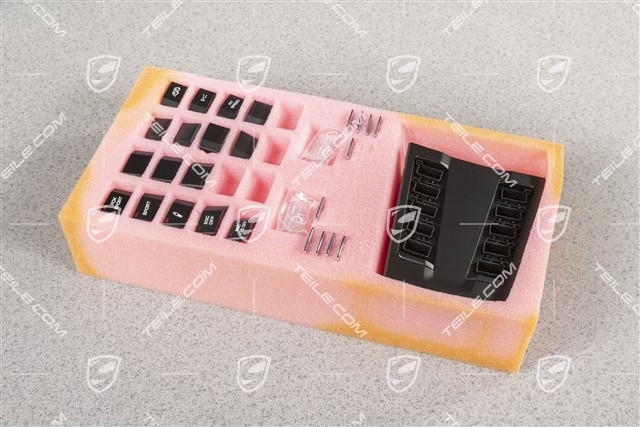 Control panel / switchboard centre console repair kit, black matte/ hi-gloss chrome, GT3