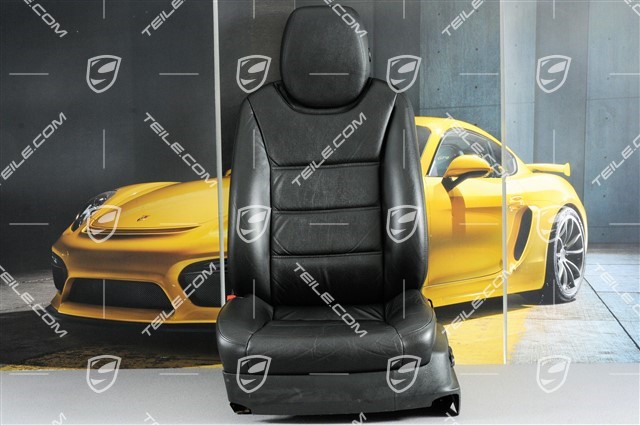 Seat, el. adjustable, memory, lumbar, ruffled leather, black, L