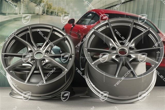 20-inch wheel rim set Carrera S IV, rims 8,5 J x 20 ET49 + 11,5 J x 20 ET56, Platinum Satin Matt
