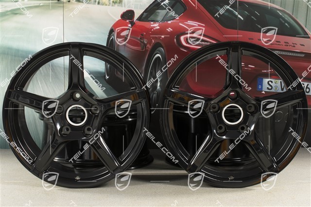 18-inch wheel rim set "Boxster", 8J x 18 ET57 + 9J x 18 ET47, black high gloss