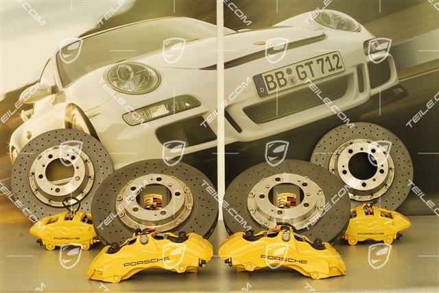 PCCB Ceramic brake kit, brake discs: 2x front + 2x rear, fixed callipers:2x front and 2x rear, pads, 997 S /4S