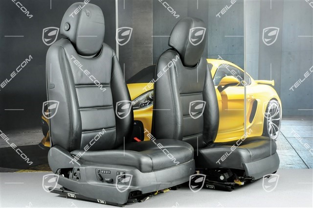 Seats, elect. adjustment, memory, lumbar, leather, black, set (L+R)