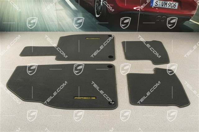 Floor mats set, Black - Racing Yellow, RHD/right-hand drive/UK-Version, set L+R
