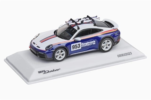 Porsche 911 Dakar (992) mit Skiern – Christmas, Limited Edition, Maßstab 1:43