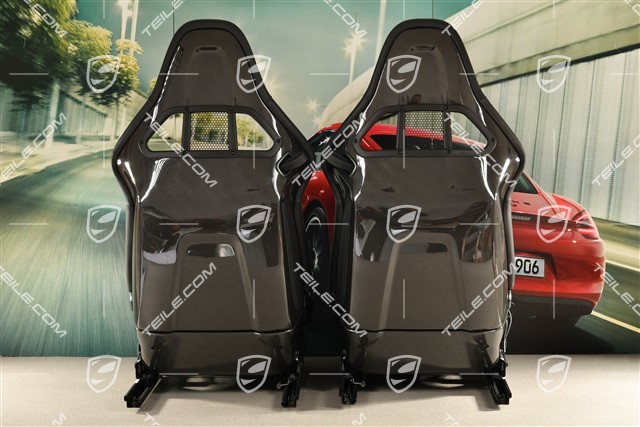 Bucket seats, collapsible, leather/Alcantara black, seam in silver, with logo GT3, set, L+R