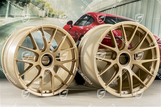 20"+21" GT2RS/GT3RS Magnesium wheel rim set, rims 9,5 J x 20 ET50 + 12,5 J x 21 ET48, Aurum satin mat
