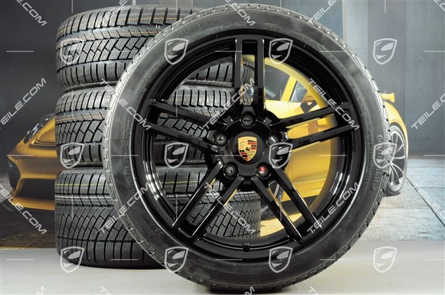 19-inch Carrera winter wheel set, 8,5J x 19 ET54 + 11J x 19 ET69 + NEW Continental winter tyres 235/40 R19 + 285/35 R19, with TPMS, black high gloss