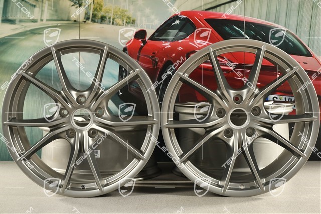 20-inch wheel rim set Carrera S IV, 8,5J x 20 ET49 + 11J x 20 ET56, for winter wheels, C4/C4S/GTS, Platinum satin-mat