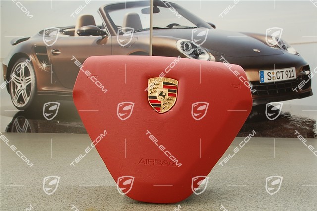 Airbag, 3-spoke, leather, "Carrara" red