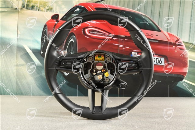 Sports multifunction steering wheel, 3-spoke, heated, Leather Black / Sport Chrono Package Plus