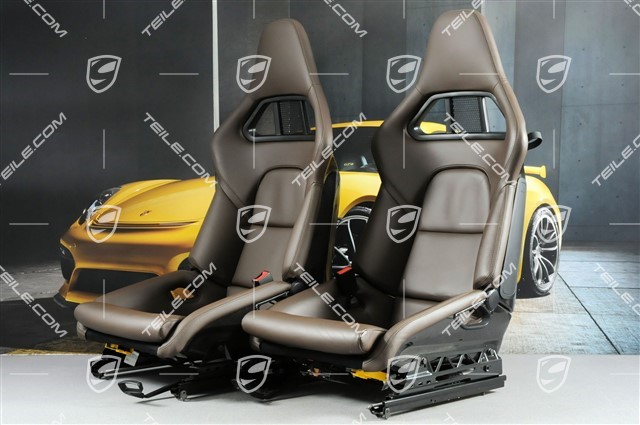 Bucket seats, collapsible, heating, leather, brown / Saddle Tan, set L+R