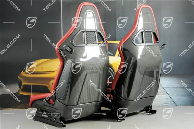 Bucket seats, collapsible, heating, leather, Bordeaux Red, set L+R