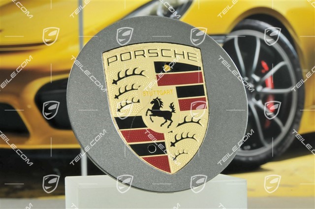 Center cap, concave, Turbo II, with coloured Porsche crest