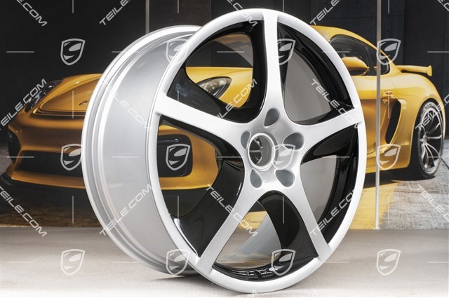 20-inch Cayenne SportTechno wheel set, front 9-inch + rear 10-inch, silver + black high gloss