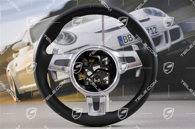 Paddle PDK sport steering wheel, Sport Design, Chrono, leather, black
