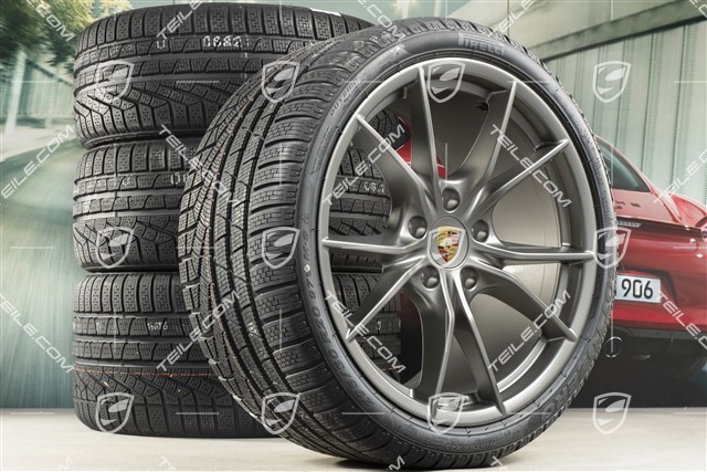 20-inch winter wheels set Carrera S (IV), rims 8,5J x 20 ET49 + 11J x 20 ET56 + Pirelli Sottozero II winter tyres 245/35 R20 + 295/30 R20, in platinum