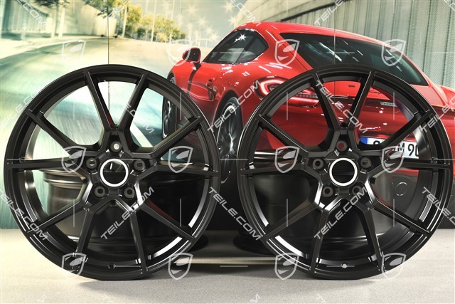 20-inch Cayenne S wheel rim set, 10,5J x 20 ET64 + 9J x 20 ET50, black satin-mat