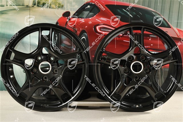 19-inch Carrera S wheel set, 8J x 19 ET57 + 11J x 19 ET67, black