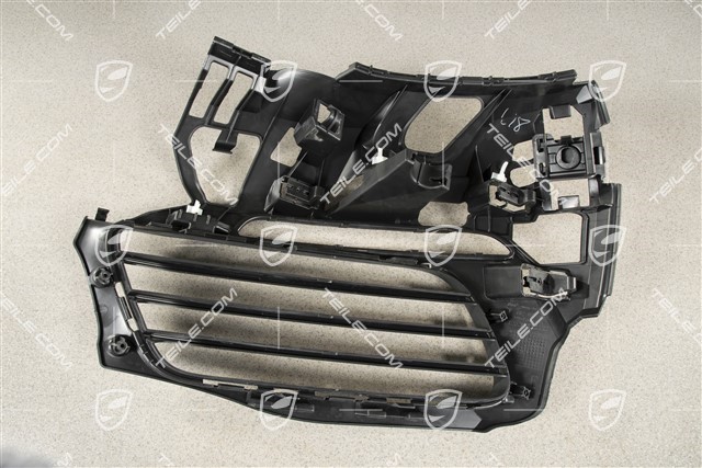 Front bumper retainer frame / grille / vent, lateral, Black matte, R