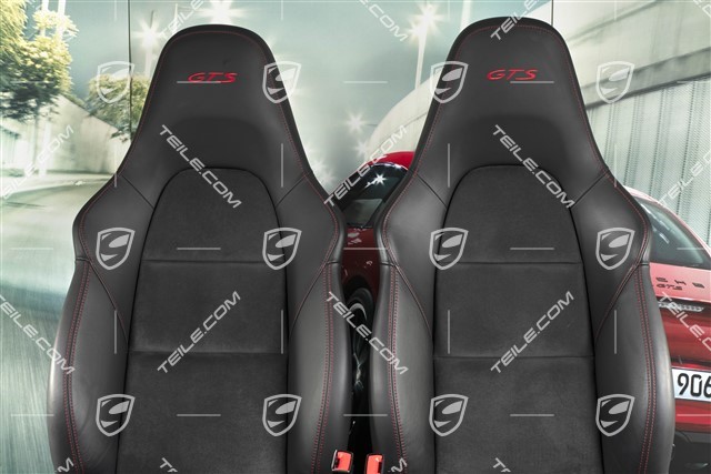 Sport Seats, manual+electric adjustable, heating, leather/Alcantara, logo GTS, black/carmine red, set, L+R