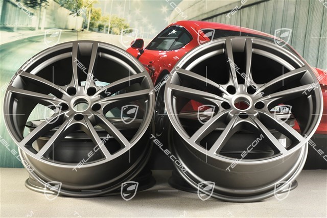 21-inch Cayenne Coupe wheel rim set Cayenne Turbo, 11J x 21 ET49 + 9,5J x 21 ET46, Platinum satin-matt