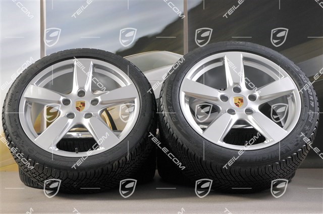 19" winter wheel set Cayman S, 8J x 19 ET57 + 9,5J x 19 ET45, tyres Michelin Pilot Alpin 4 235/40 R19 + 265/40 R19, without TPMS.