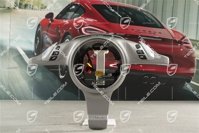 Decorative trim of the multifunction steering wheel, PDK, Sport Chrono Package, Vulkangrau/Galvanosilber