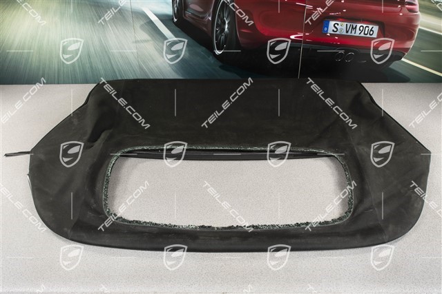 Convertible top covering, cabrio, black, without glas