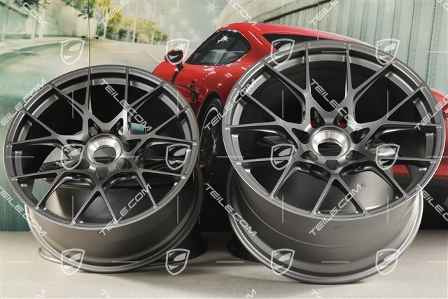 20"+21" GT3RS wheel rim set, alloy rims 10J x 20 ET45 + 13J x 21 ET31, dark silver