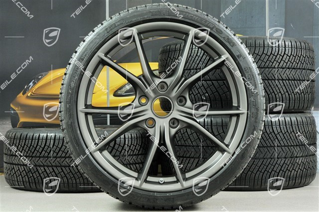 20-inch winter wheels set Carrera S (IV), rims (as new) 8,5J x 20 ET49 + 11J x 20 ET56 + NEW Michelin Pilot Alpin PA4 N1 winter tyres 245/35 R20 + 295/30 R20 (0 Km), in platinum