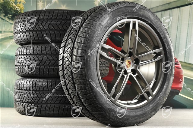 19-inch "Macan Turbo" winter wheels set, rims 8J x 19 ET21 + 9J x 19 ET21, Pirelli winter tyres 235/55 R 19 + 255/50 R 19, with TPMS, platinum satin-matt