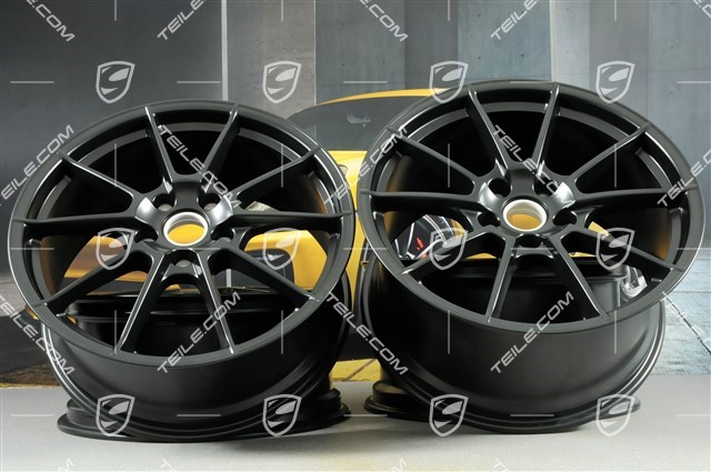 20" wheel rim set "Boxster Spyder", rims 8,5J x 20 ET57 + 10,5J x 20 ET47, black silky gloss / mat